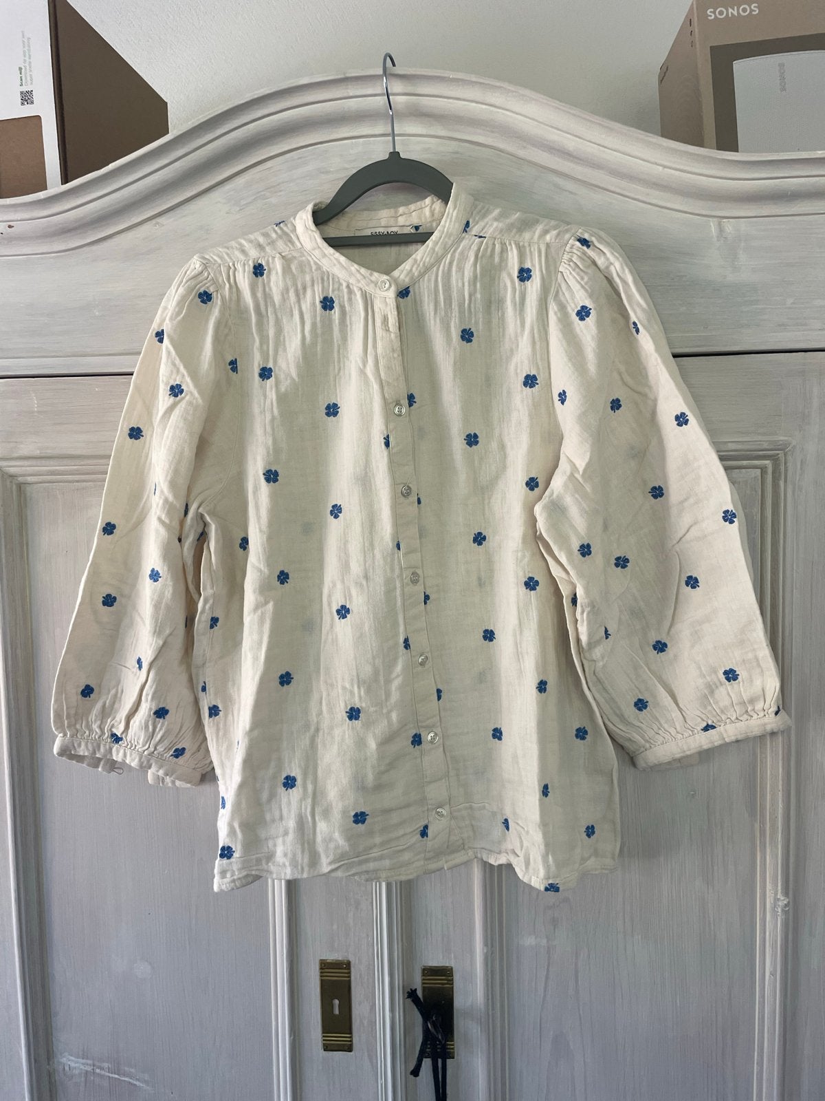 Sissy-Boy blouse met blauwe bloemenprint, Ophalen of Verzenden, Zo goed als nieuw, Maat 36 (S), Beige
