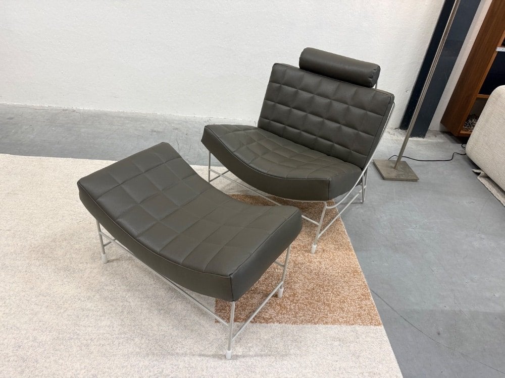 Nieuw Leolux Volare fauteuil met hocker groen leer stoel, Leolux, Info@leolux.nl, Nieuw, Ophalen of Verzenden