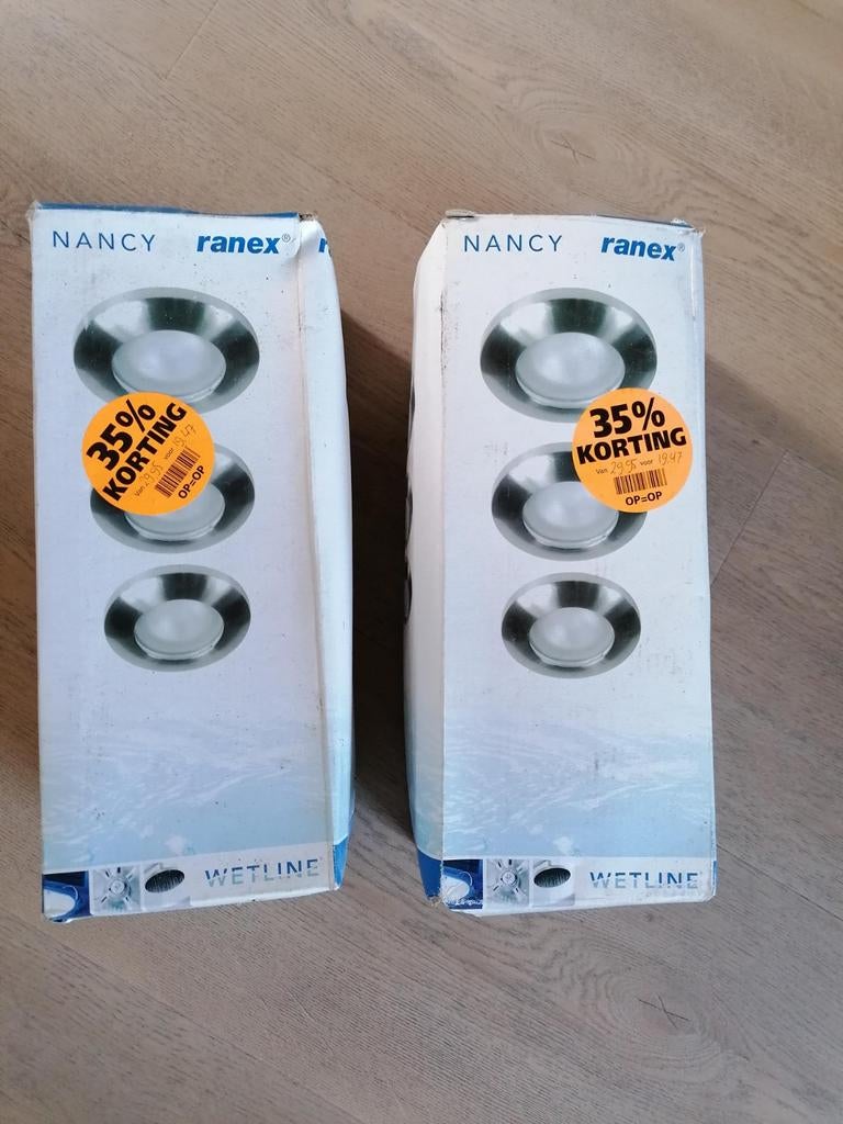 6 Nieuwe Ranex Nancy Inbouwspots - RVS/Glas, Dimbaar, Ophalen, Nieuw, Plafondspot of Wandspot