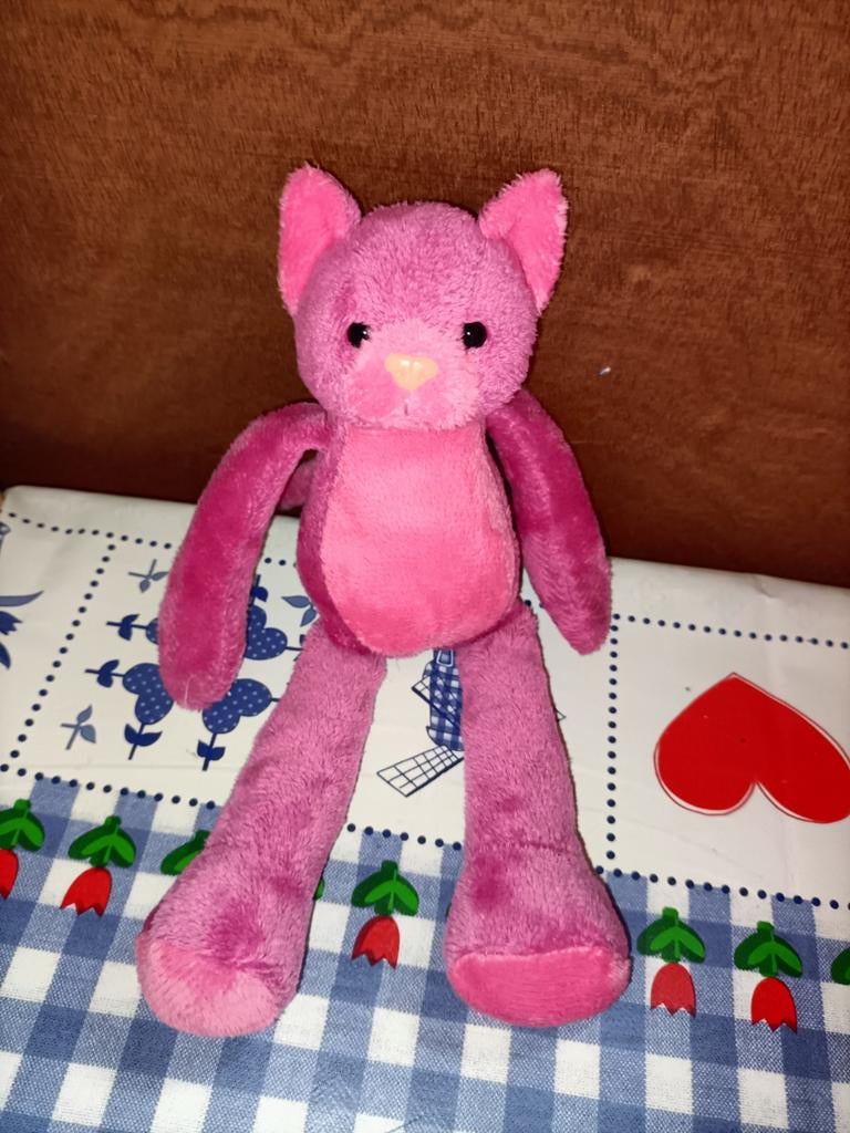 Hema roze poes knuffel met magneten in handen 23 cm, Kinderen en Baby's, Speelgoed | Knuffels en Pluche, Ophalen of Verzenden
