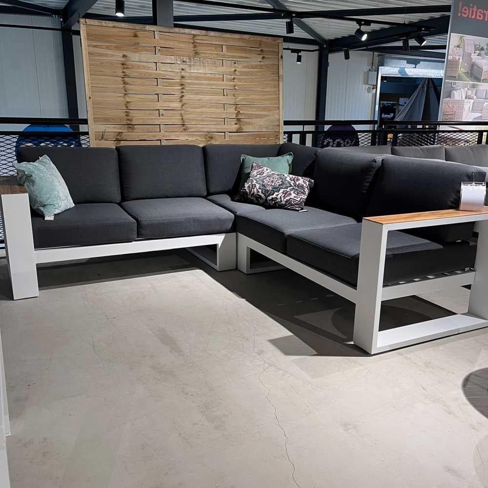 moderne aluminium loungeset in witte uitvoering - Showmodel, Ophalen, 5 zitplaatsen, Loungeset, Nieuw