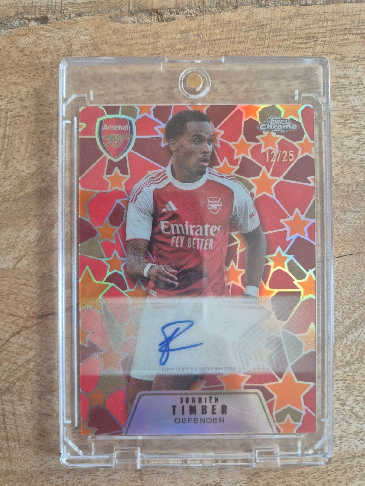 Jurrien Timber Topps Autograph /25 - Topps Chrome Arsenal, Ophalen of Verzenden, Nieuw, Plaatje