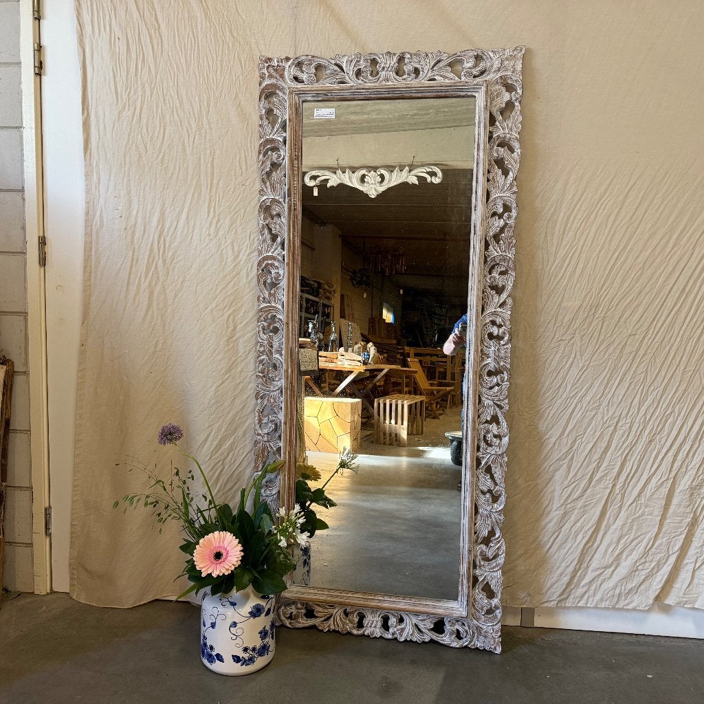 barok spiegel houten lijst - 180 x 80 cm - Bij TTM Wonen