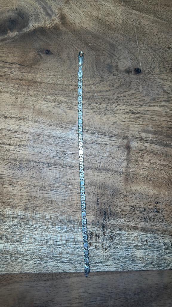 Zilveren Figaro Schakel Armband 19 cm - 4 mm Breed, Ophalen of Verzenden, Gebruikt, Zilver