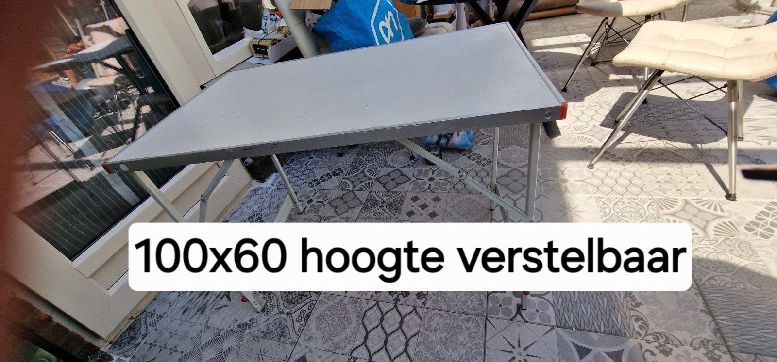 Vintage Campingtafel - 100x60, in hoogte verstelbaar, Ophalen of Verzenden