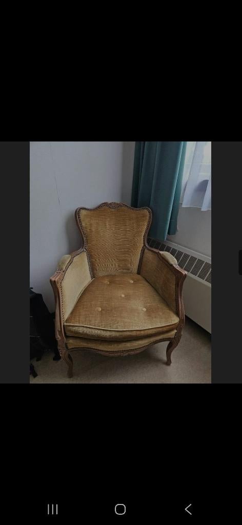 Louis X1V Bergere fauteuils, Ophalen, Gebruikt, 75 tot 100 cm, Stof
