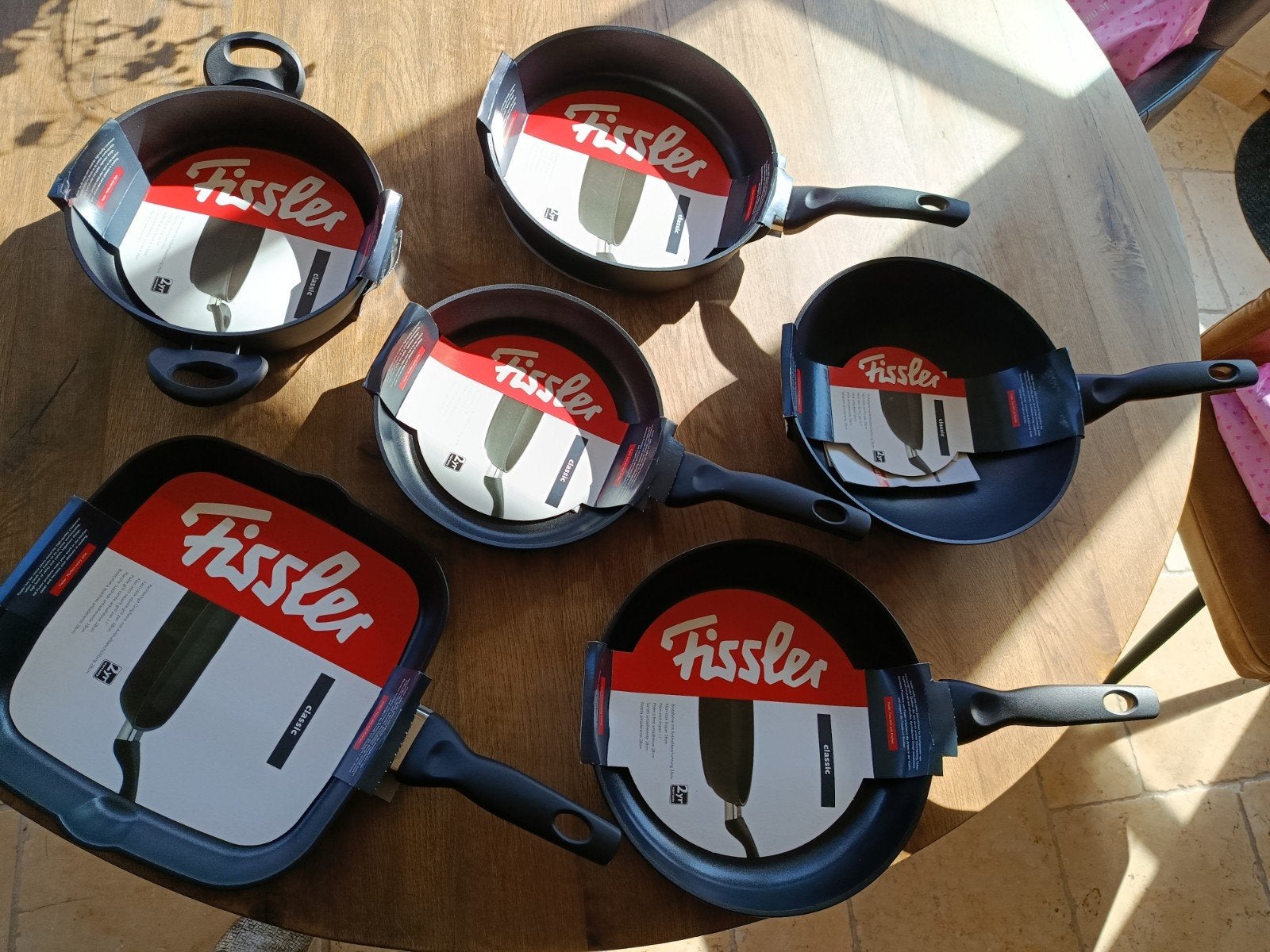 Fissler pannenset - Diverse pannen, nieuw in verpakking, Ophalen of Verzenden, Nieuw, Rvs, Pannenset