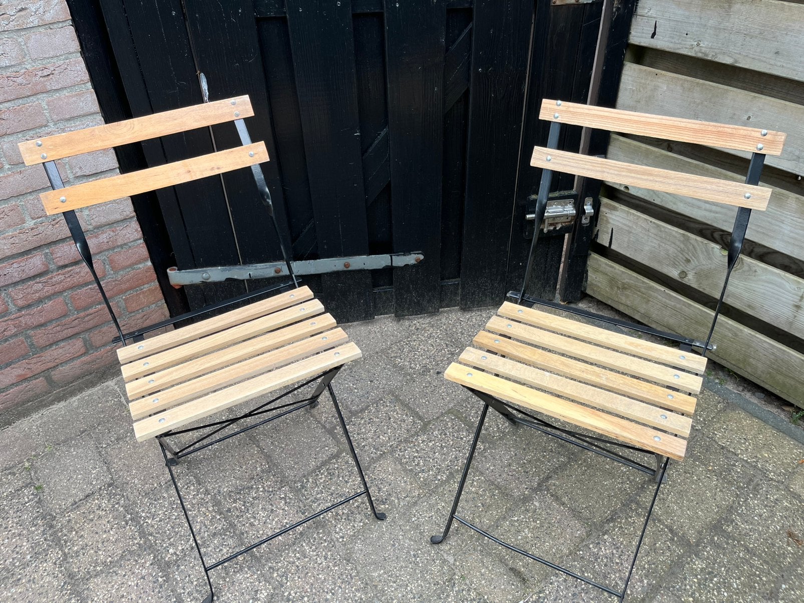 Bistro stoeltjes - Nieuw, Ophalen of Verzenden, Zo goed als nieuw, Overige materialen, 2 zitplaatsen