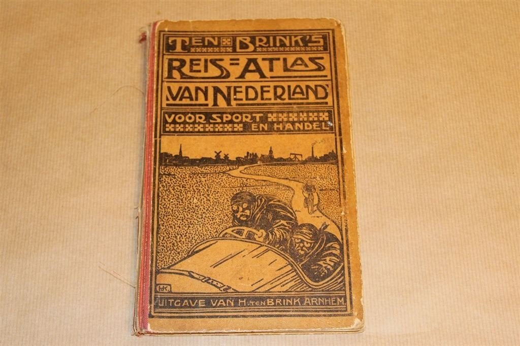 Ten Brink's reis-atlas v Nederland - Oude druk ca 1925, Boeken, Atlassen en Landkaarten, Gelezen, Ophalen of Verzenden, Landkaart