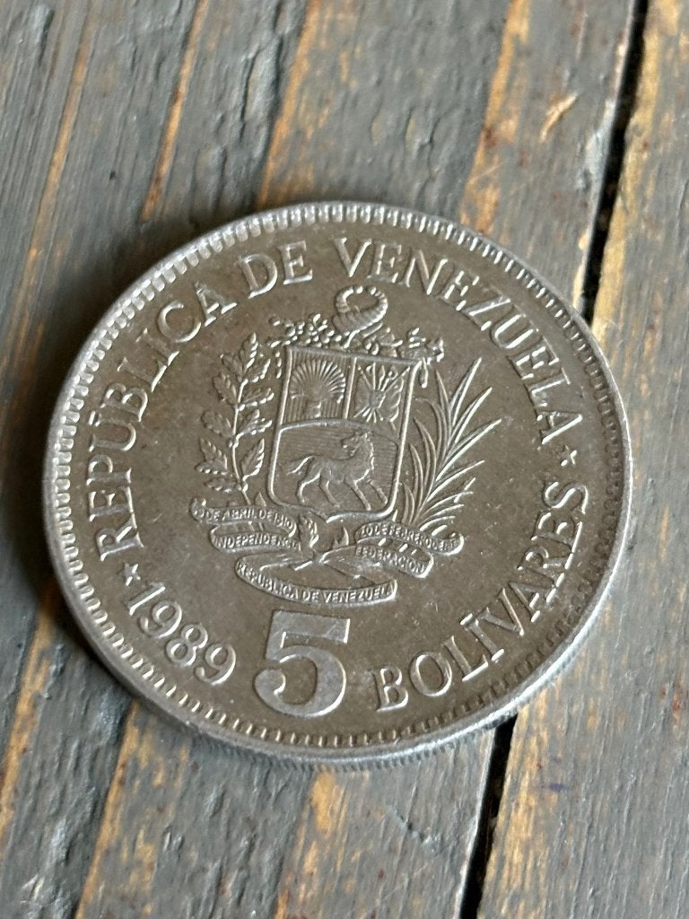 5 Bolivares 1989 Venezuela, Ophalen of Verzenden, Noord-Amerika, Losse munt