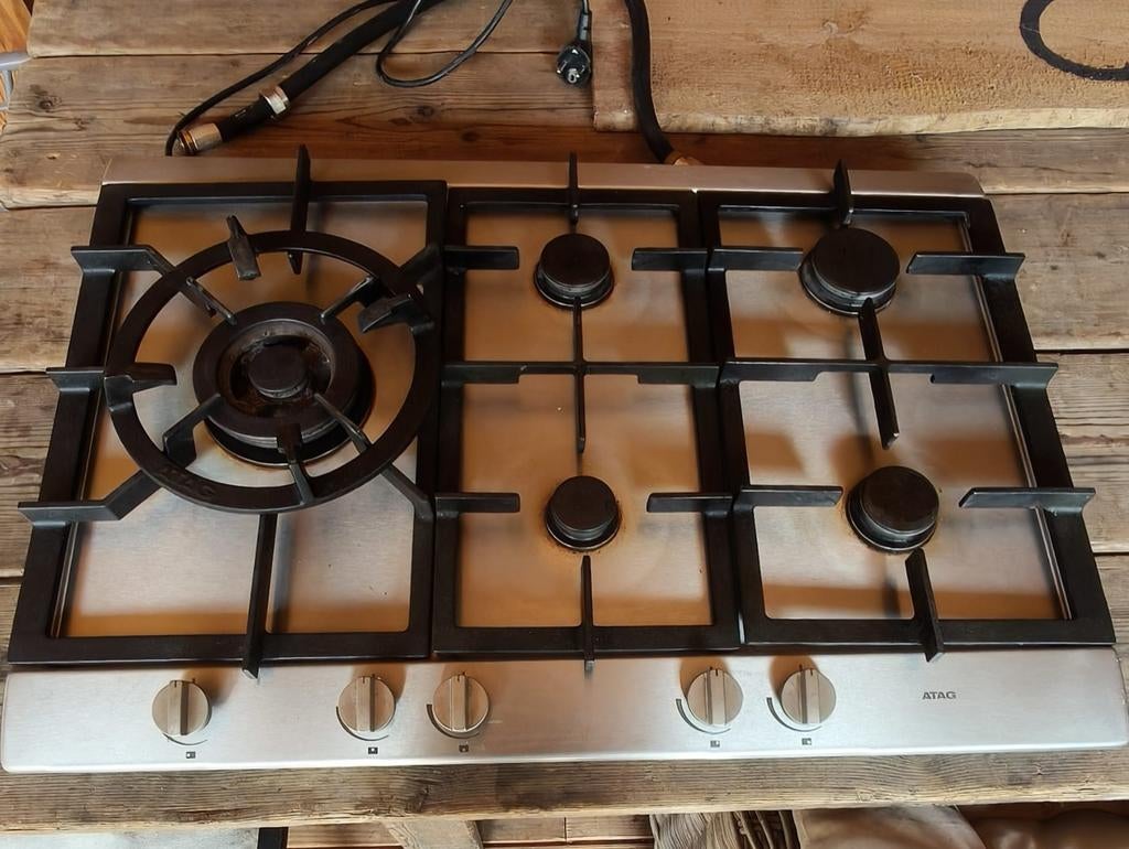 Gaskookplaat met wokbrander Atag., Ophalen, Gebruikt, Inbouw, Gas