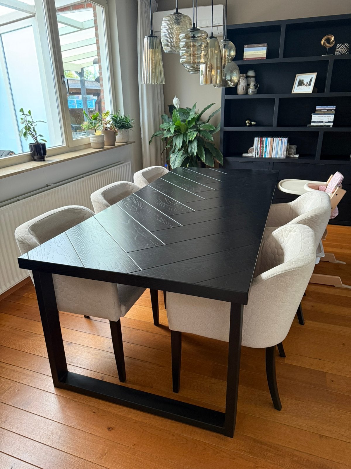 Zwarte eettafel Goossens, Huis en Inrichting, Ophalen, 200 cm of meer, 50 tot 100 cm, Zo goed als nieuw
