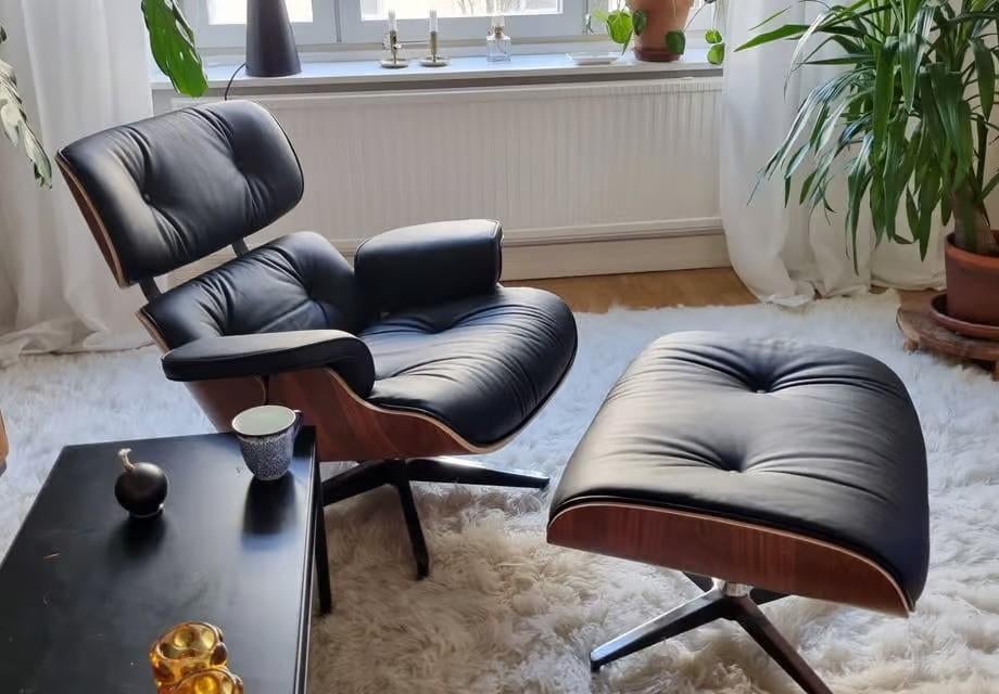 XL Lounge Chair met Ottoman Walnoot of Palissander, Huis en Inrichting, Fauteuils, Modern, Tijdloos, Klassiek, Verzenden, Minder dan 75 cm