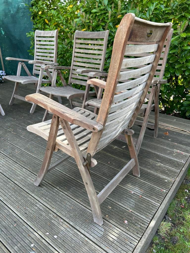Garden teakhouten verstelbare tuinstoel, Ophalen, Zo goed als nieuw, Teakhout