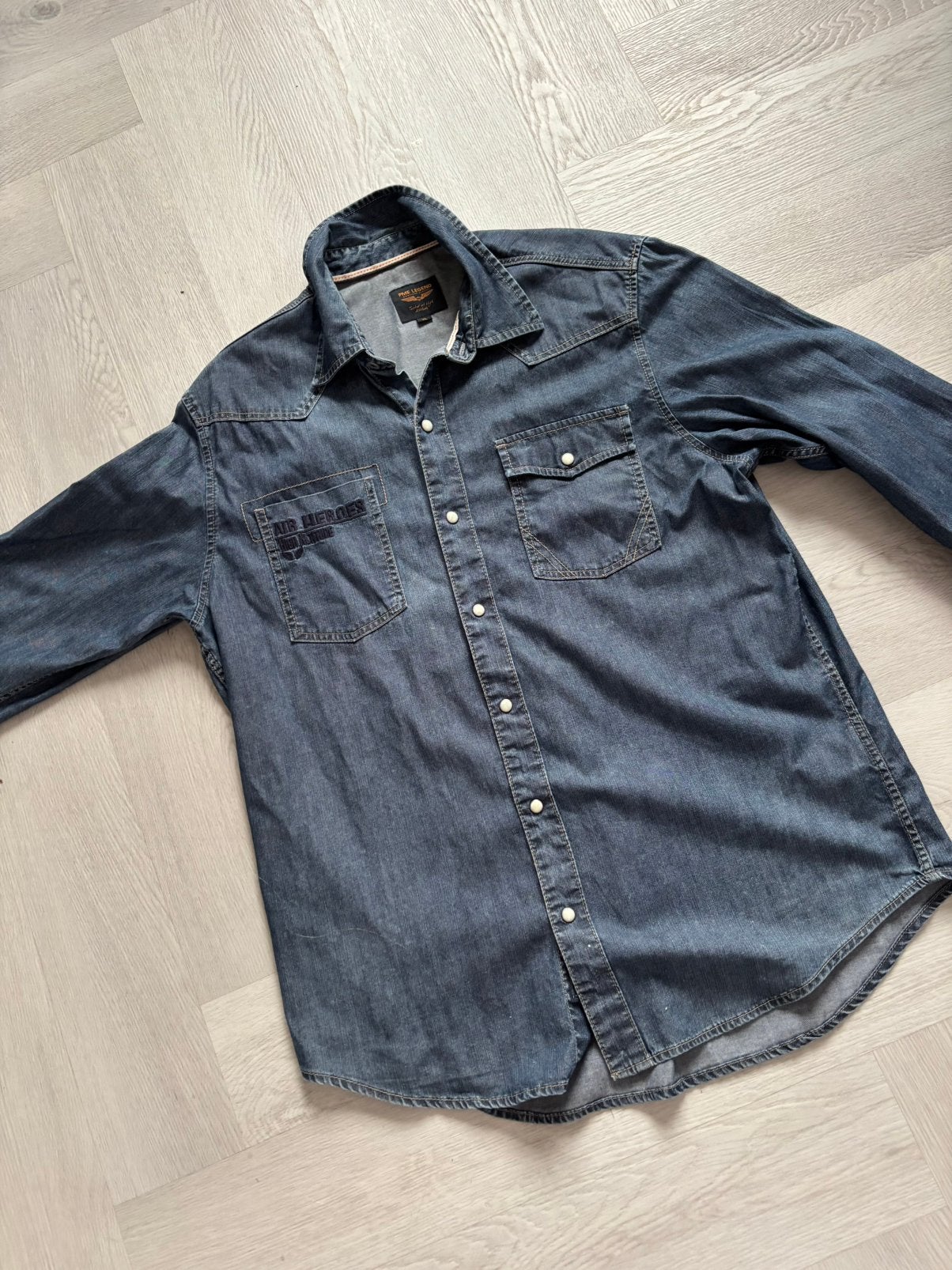 Mooie spijkerblouse van PME PALL MALL mt XL, Ophalen of Verzenden, Zo goed als nieuw, Blauw, Halswijdte 43/44 (XL)