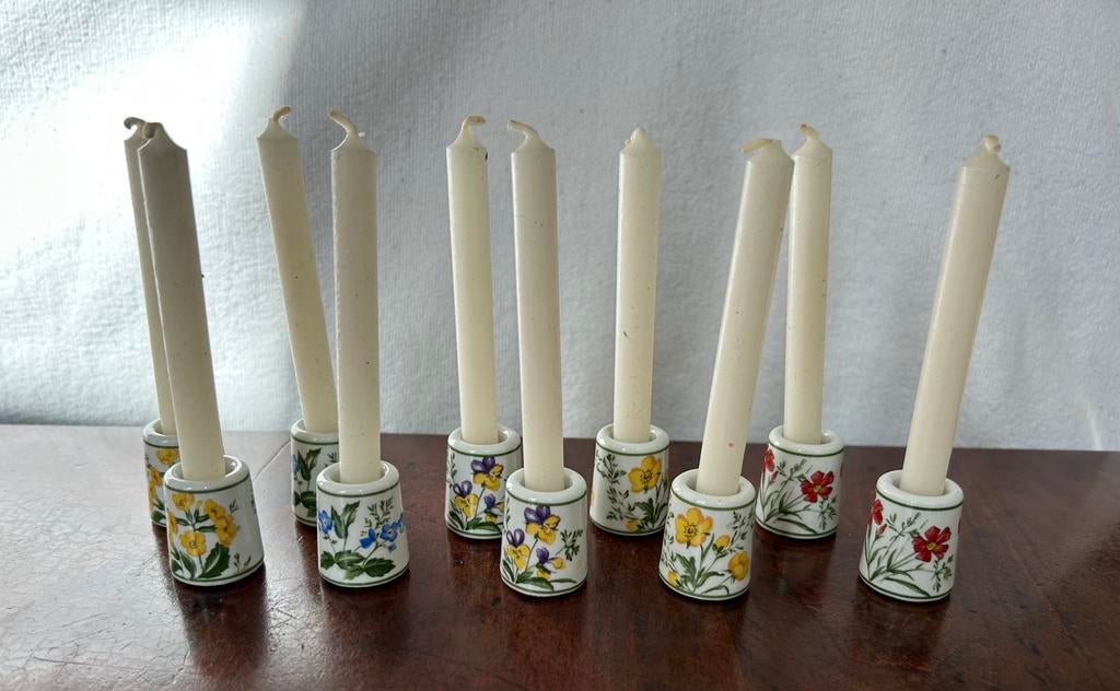 Vintage mini kandelaars, set van 10 stuks, Overige materialen, Ophalen of Verzenden, Zo goed als nieuw, Kandelaar