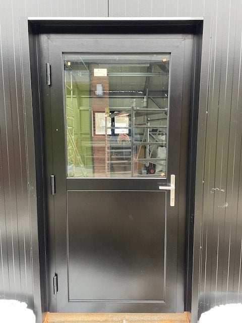 Aluminium kozijnen (deur halfglas) + 2 x Raamdraaikiep, Raamkozijn, Aluminium, Zo goed als nieuw, 150 tot 225 cm