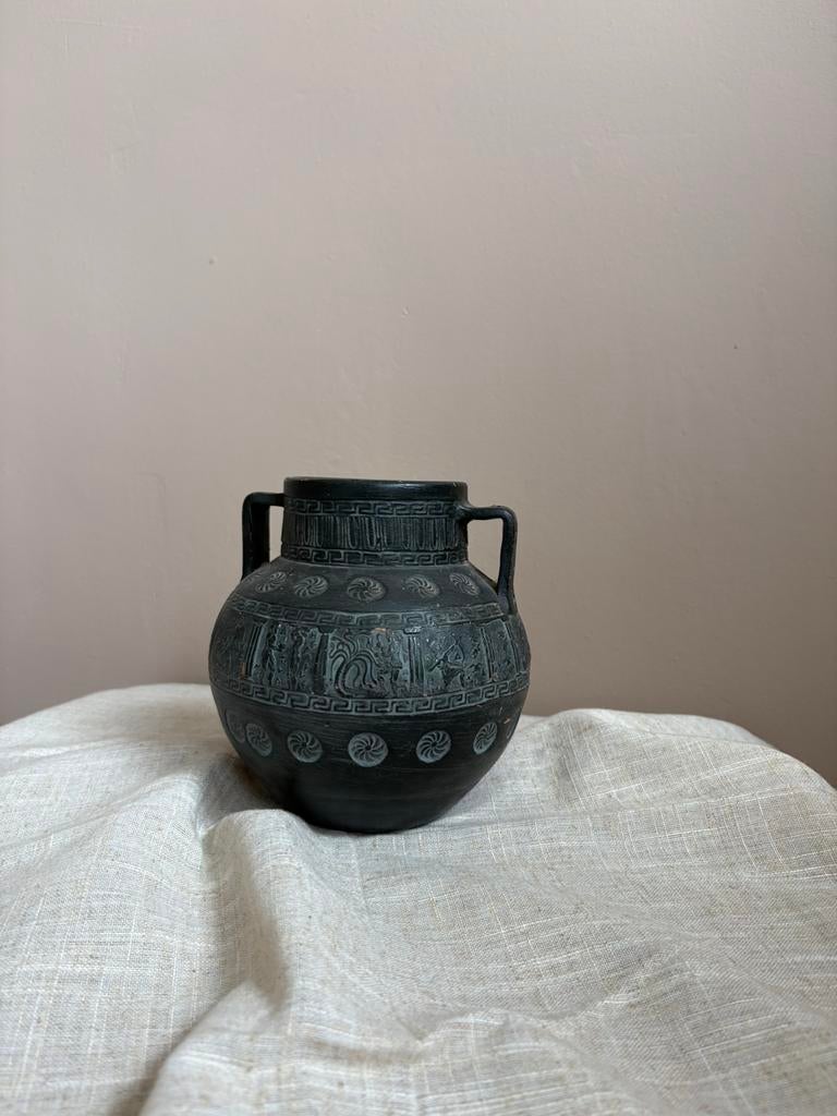 Vintage antiek ceramic vaas met Griekse motieven / decor, Antiek en Kunst, Ophalen of Verzenden