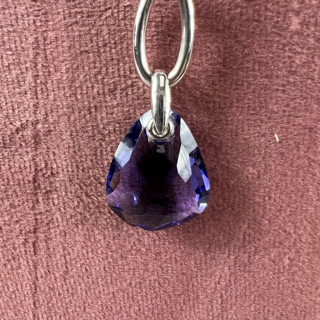 Swarovski ketting met paarse steen | 43cm | 414746, Sieraden, Tassen en Uiterlijk, Kettingen, Ophalen of Verzenden, Gebruikt, Zilver