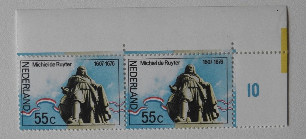 2 postzegels Michiel de Ruyter 1976, Verzenden, Na 1940, Postfris