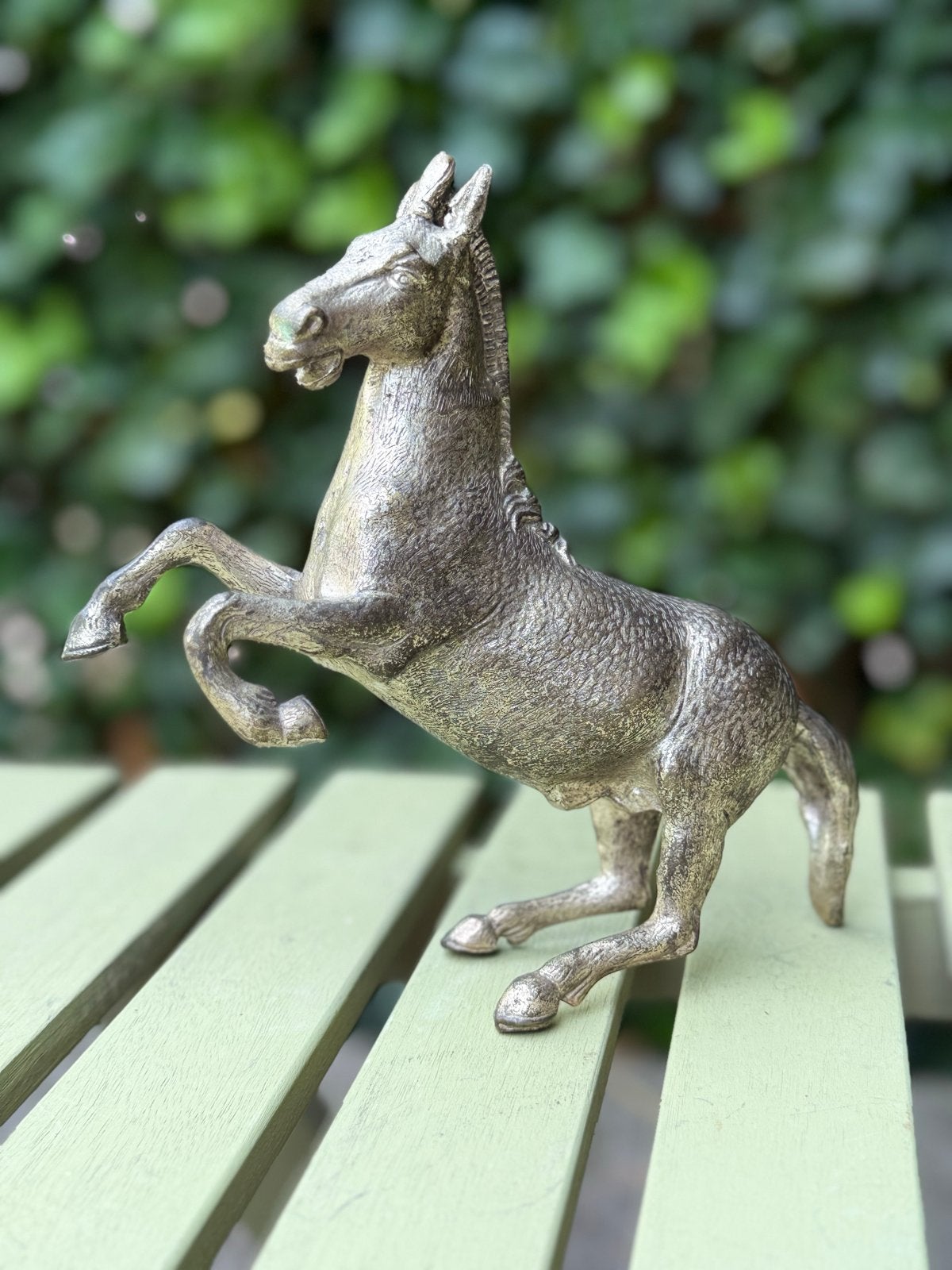 Bronzen / zilver paardenbeeld, 18 cm hoog, Antiek en Kunst, Kunst | Beelden en Houtsnijwerken, Minder dan 20 cm, Ophalen of Verzenden