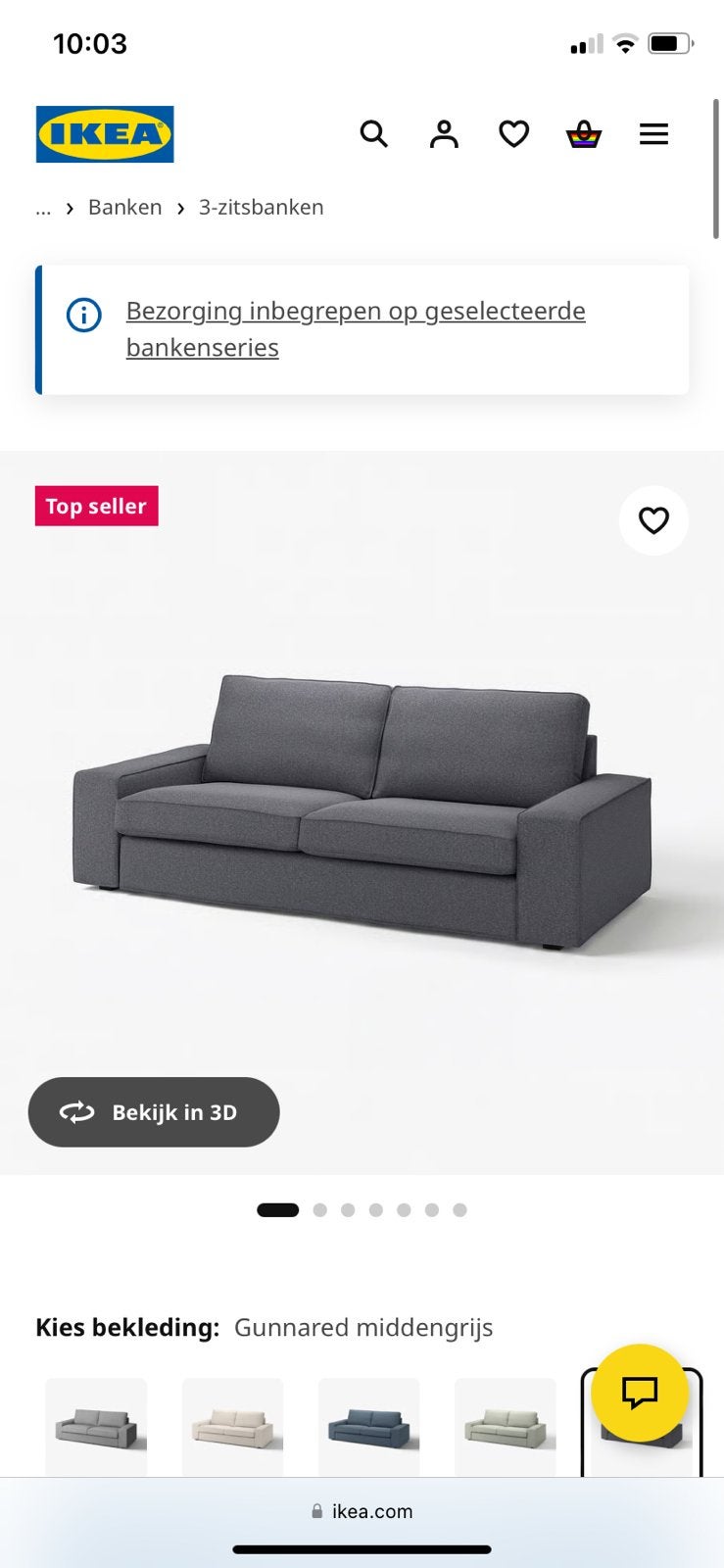 KIVIK - 3 zitsbank IKEA, Ophalen, 250 tot 300 cm, Gebruikt, Driepersoons