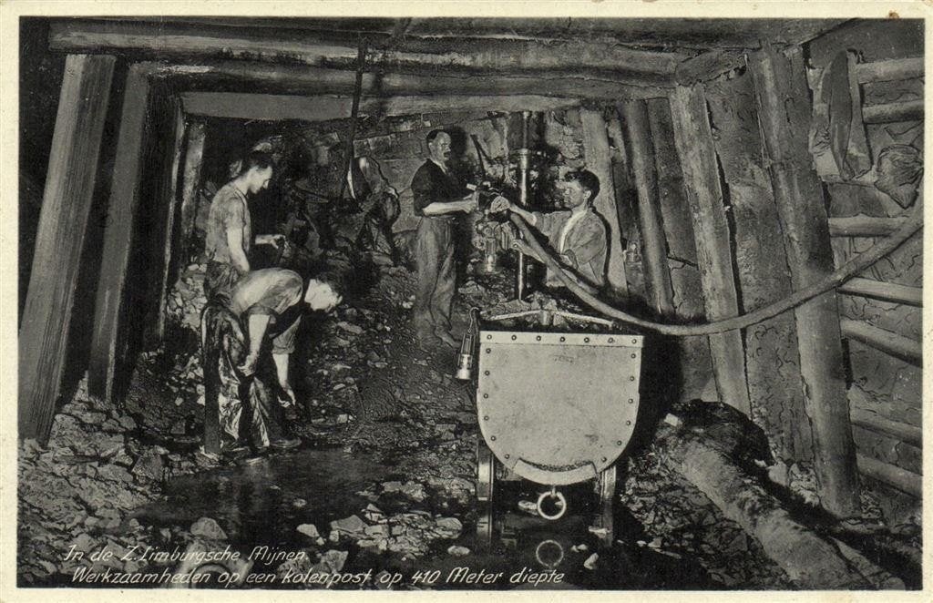 In de Z. Limburgsche Mijnen - Werkzaamheden op een kolenpost, Verzenden, 1940 tot 1960, Gelopen, Noord-Brabant