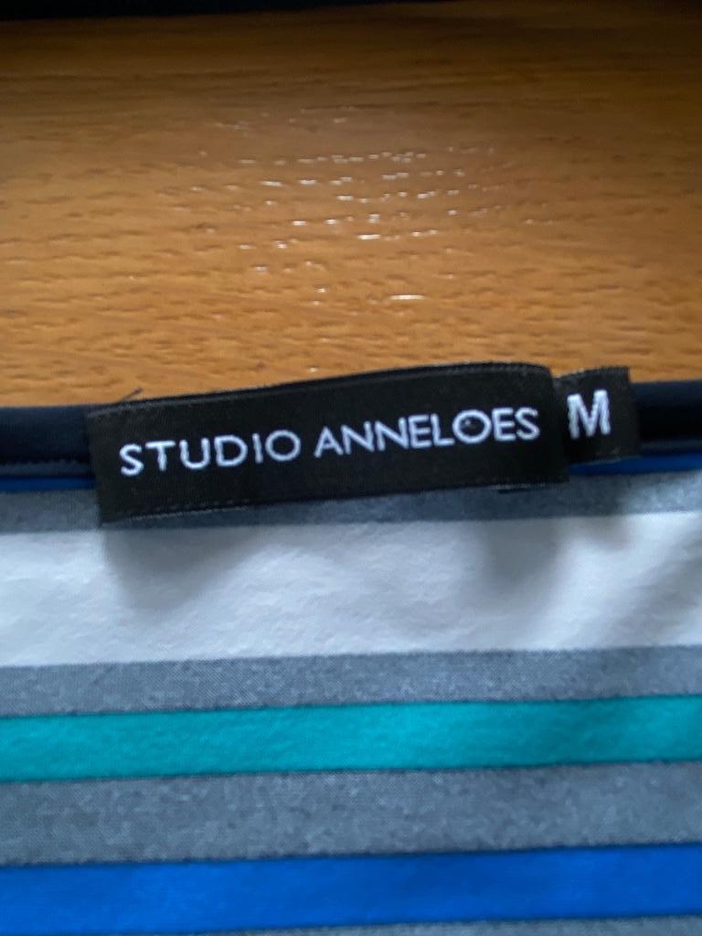 J369 Studio Anneloes maat M=38/40 lange jurk Blauw/groen/wit, Maat 38/40 (M), Studio Anneloes, Blauw, Ophalen of Verzenden