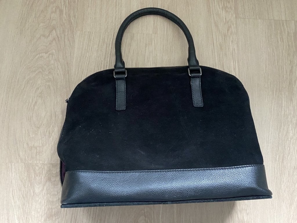 Manfield shopper zwart suede, Ophalen of Verzenden, Zo goed als nieuw, Zwart, Shopper