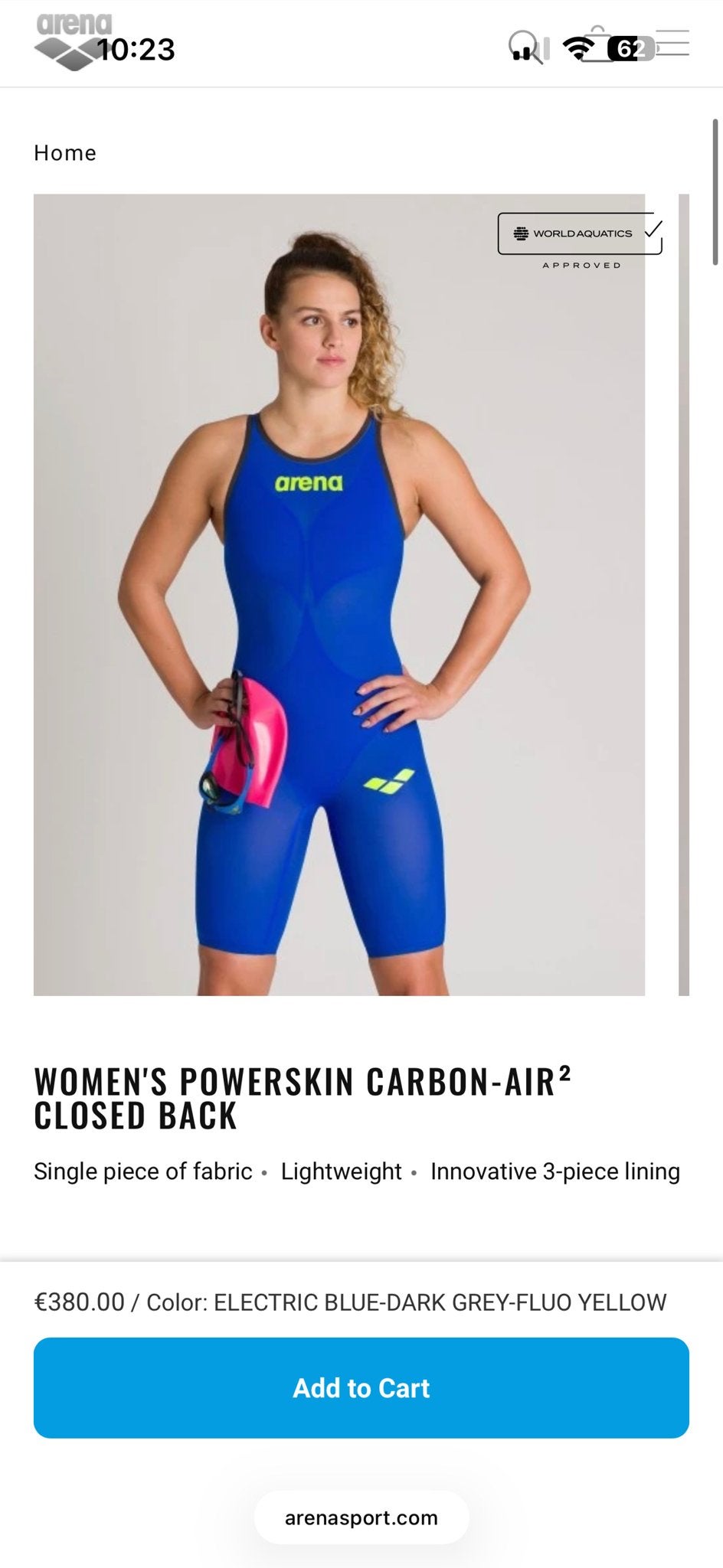 Arena Powerskin Carbon-Air² D32 - Zo goed als nieuw, Ophalen, Zo goed als nieuw, Blauw, Badpak