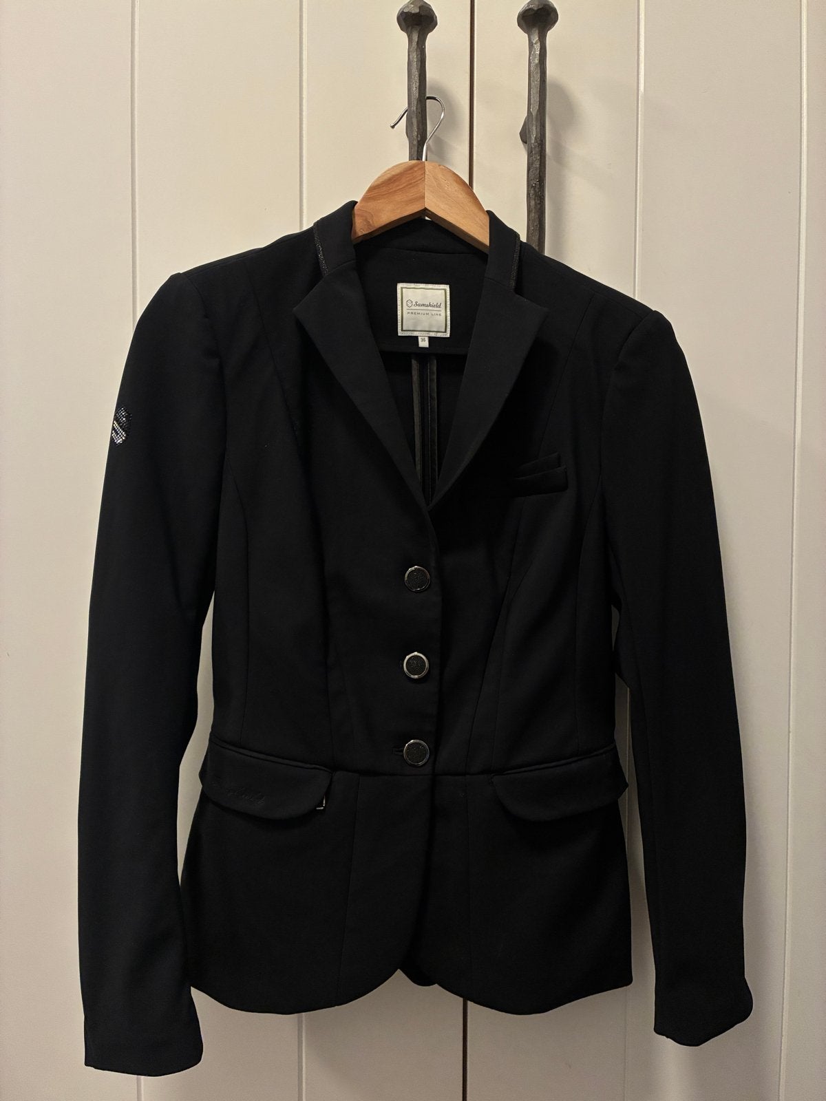 Samshield Premium wedstrijdjasje zwart maat 36 Swarovsky, Dieren en Toebehoren, Ophalen of Verzenden, Zo goed als nieuw, Dressuur