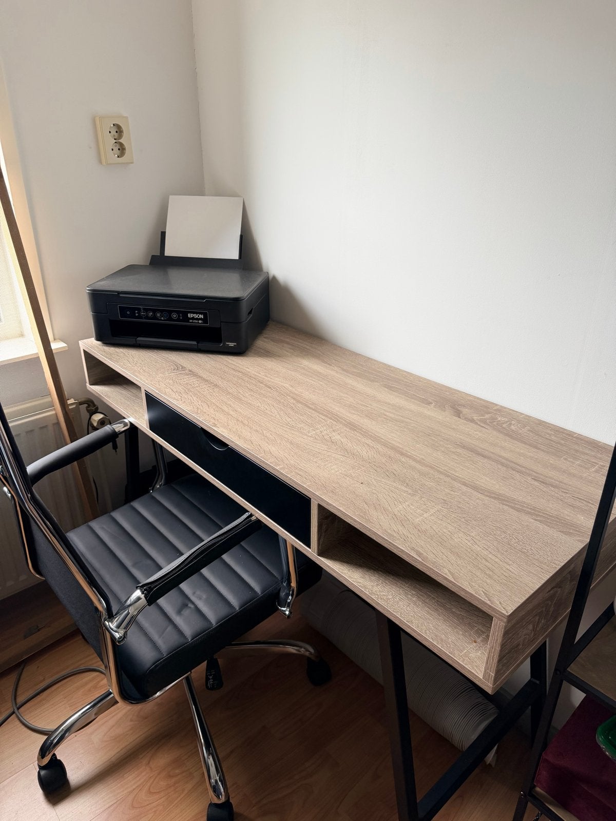 Bureau met stoel, Ophalen, Met lades, Spaanplaat of MDF, Bruin