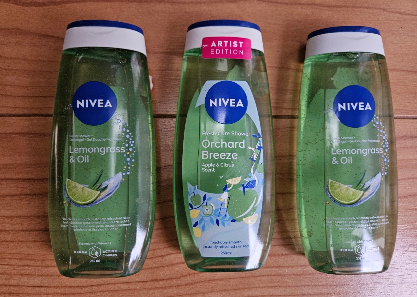 Nieuwe Nivea douchegels m-2x Lemongrass & Oil, 1x Orchard Br, Ophalen of Verzenden, Nieuw, Bad & Douche