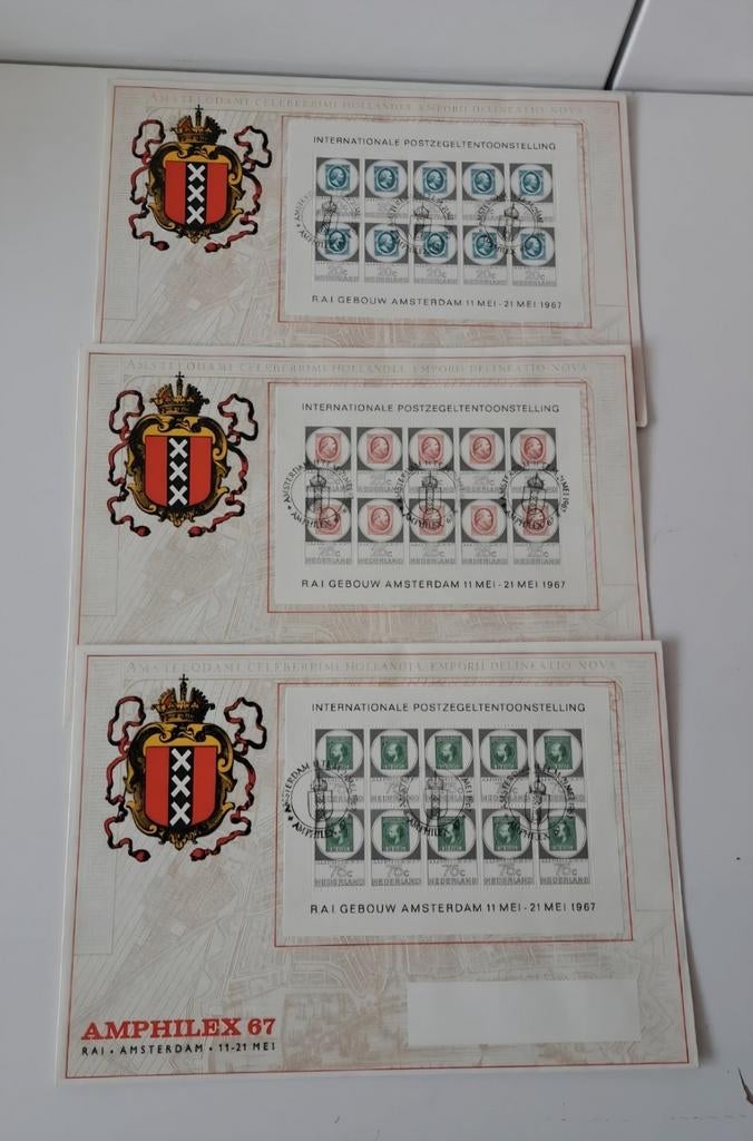 Amphilex 1967: Grote 1e Dagenveloppen V886/V887/V888, Postzegels en Munten, Postzegels | Eerstedagenveloppen, Ophalen of Verzenden