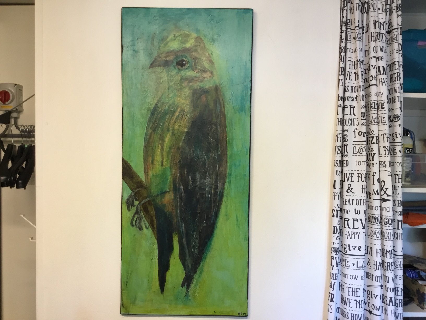Geelgors op houten paneel 115x50, OPHALEN, Ophalen