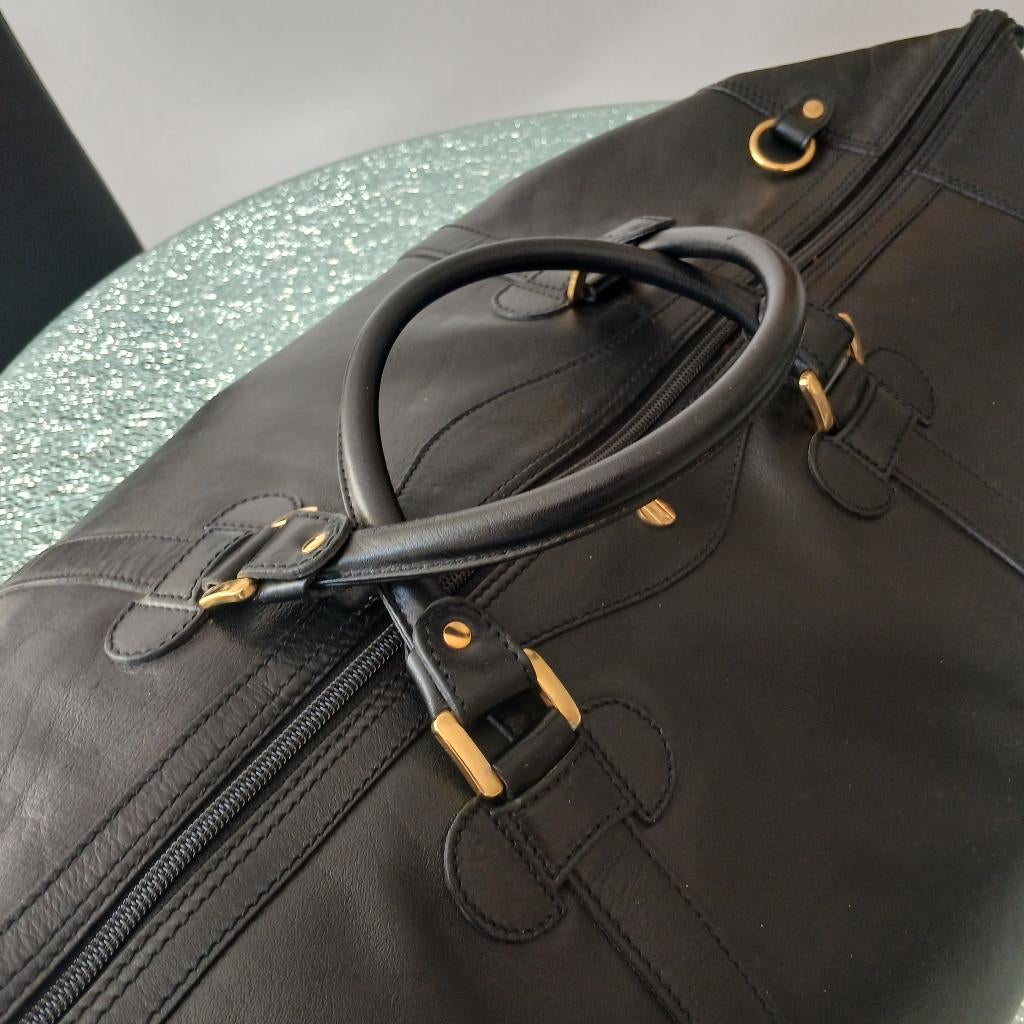 Gold Pfeil zwarte leren reistas, 40 tot 60 cm, 20 tot 30 cm, Zwart, Minder dan 35 cm