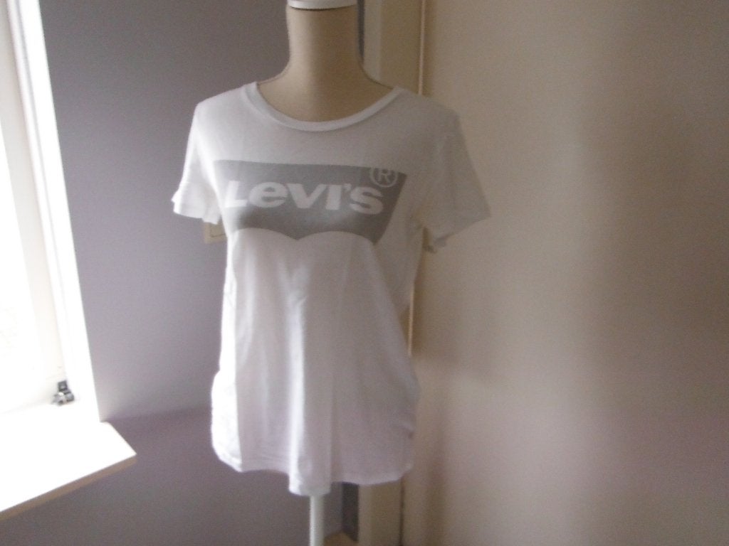 wit/zilver Levi's t shirt, mt XS, Verzenden, Wit, Korte mouw, Maat 34 (XS) of kleiner