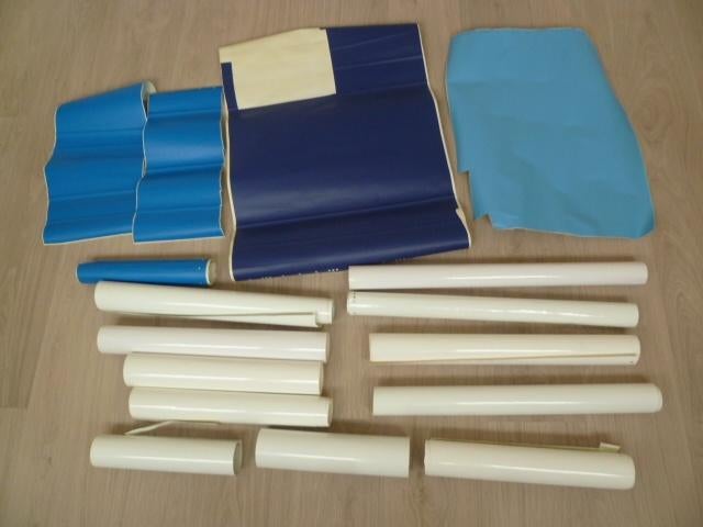 Plakplastic: wit, lichtblauw en donkerblauw. Diverse maten., Ophalen of Verzenden, Zo goed als nieuw, Zelfklevend, Knutselmateriaal