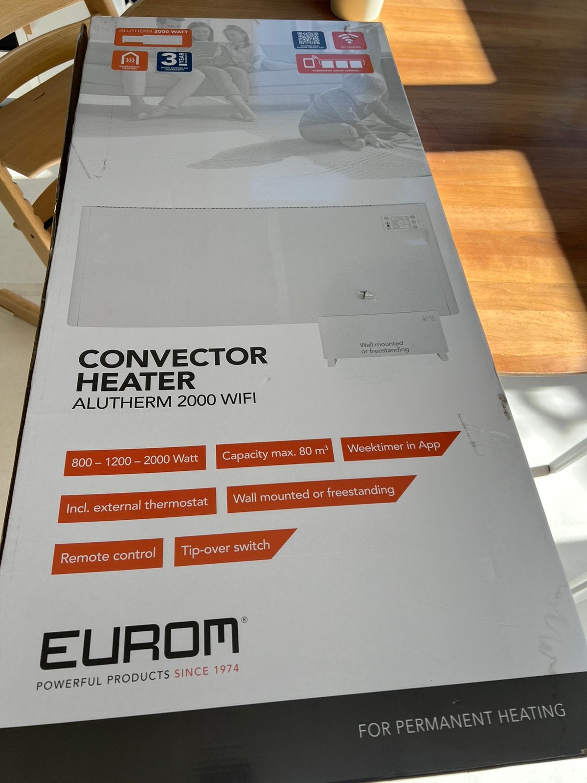 Eurom convector heater kachel elektisch alutherm 2000 wifi, Ophalen of Verzenden, Zo goed als nieuw, Elektrisch, Overige soorten