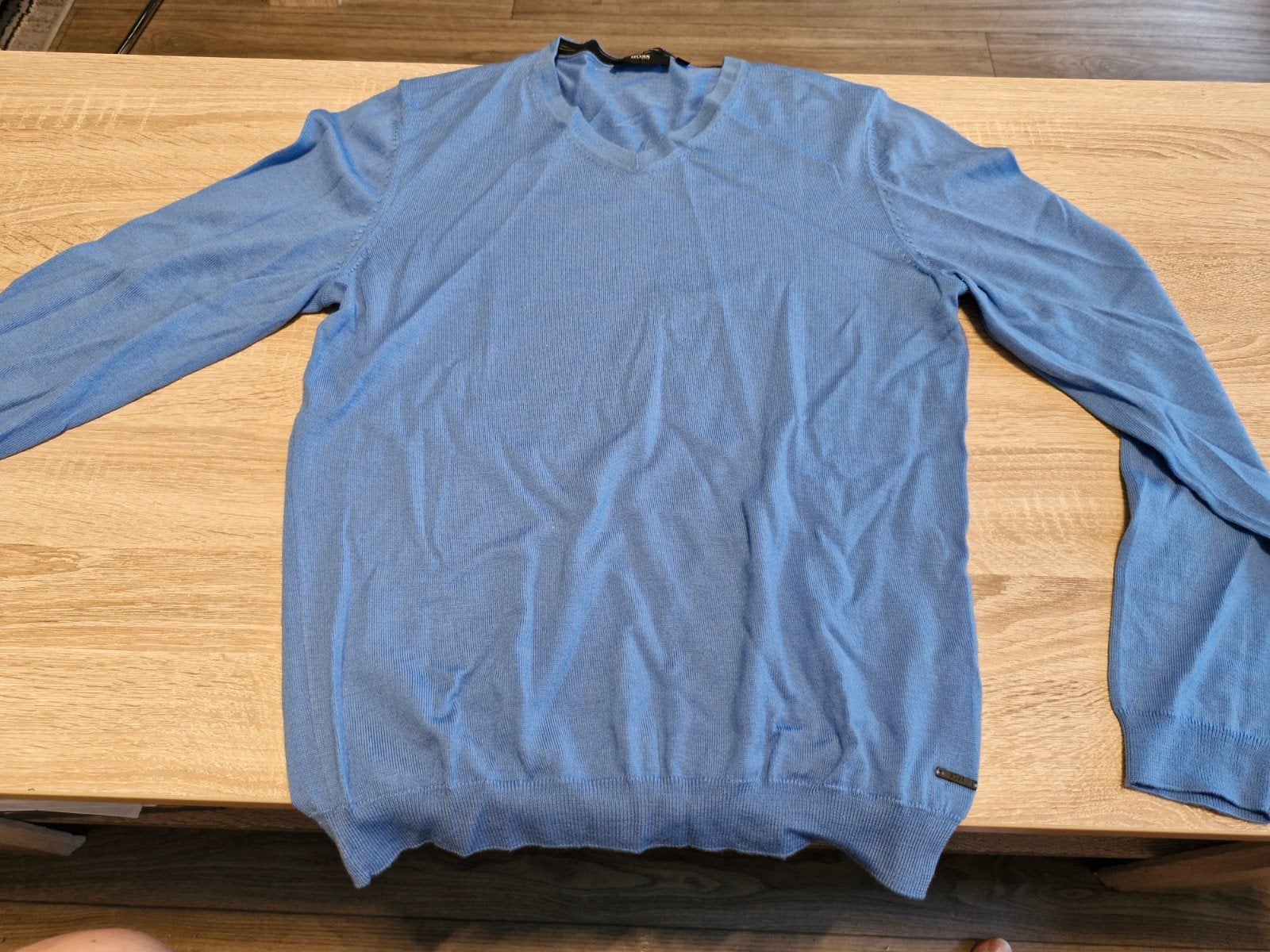 Hugo Boss Slim Fit Merino Wol Trui Maat M, Kleding | Heren, Truien en Vesten, Ophalen of Verzenden, Gedragen, Blauw, Hugo Boss