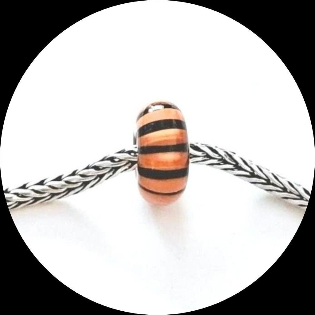 Trollbeads murano Koraalstrepen 61390 / retired, Glas of Kristal, Ophalen of Verzenden, Zo goed als nieuw, Trollbeads
