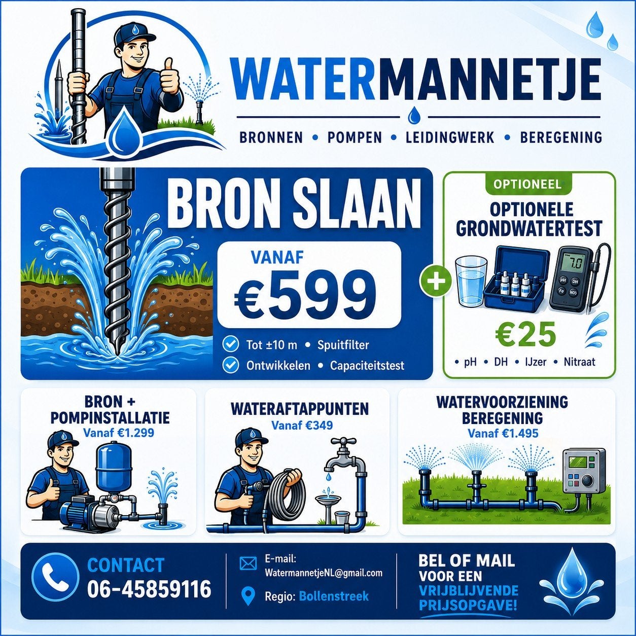 Bron laten slaan Bollenstreek | Vanaf €599 |, Tuin en Terras, Ophalen of Verzenden