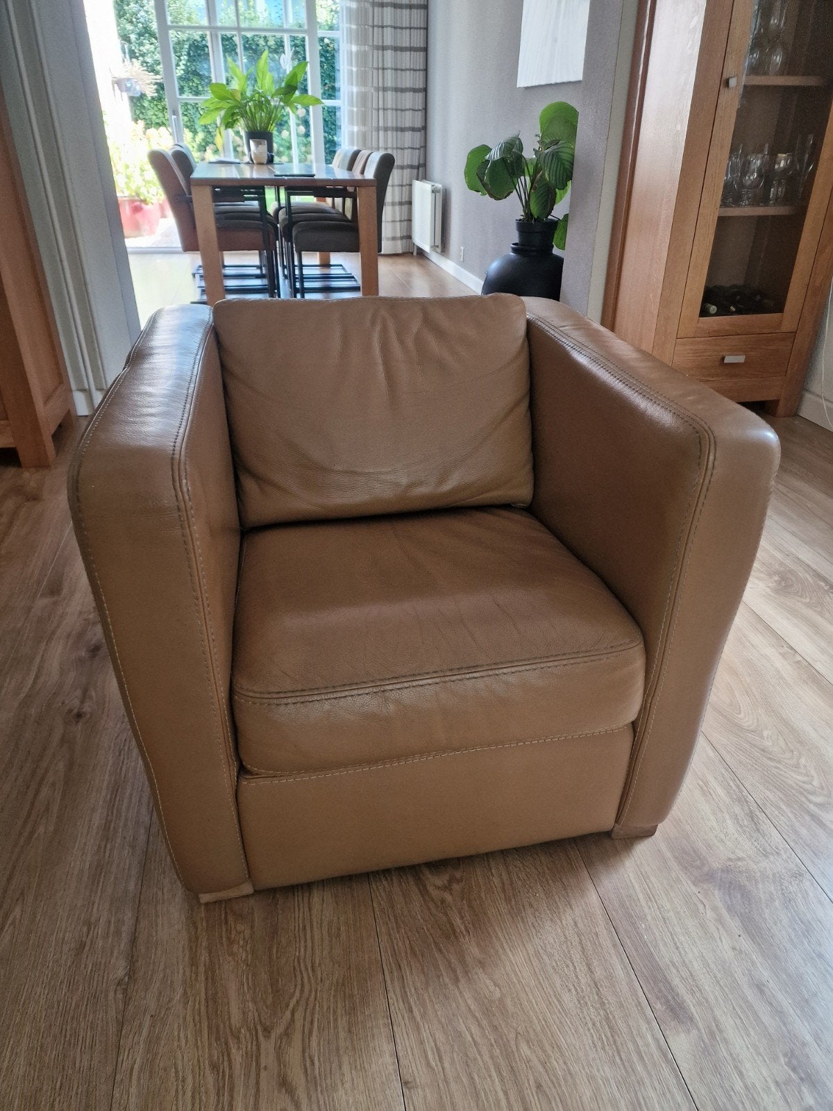Comfortabele leren fauteuil  2x samen voor €100, Ophalen, Gebruikt, 75 tot 100 cm, Modern