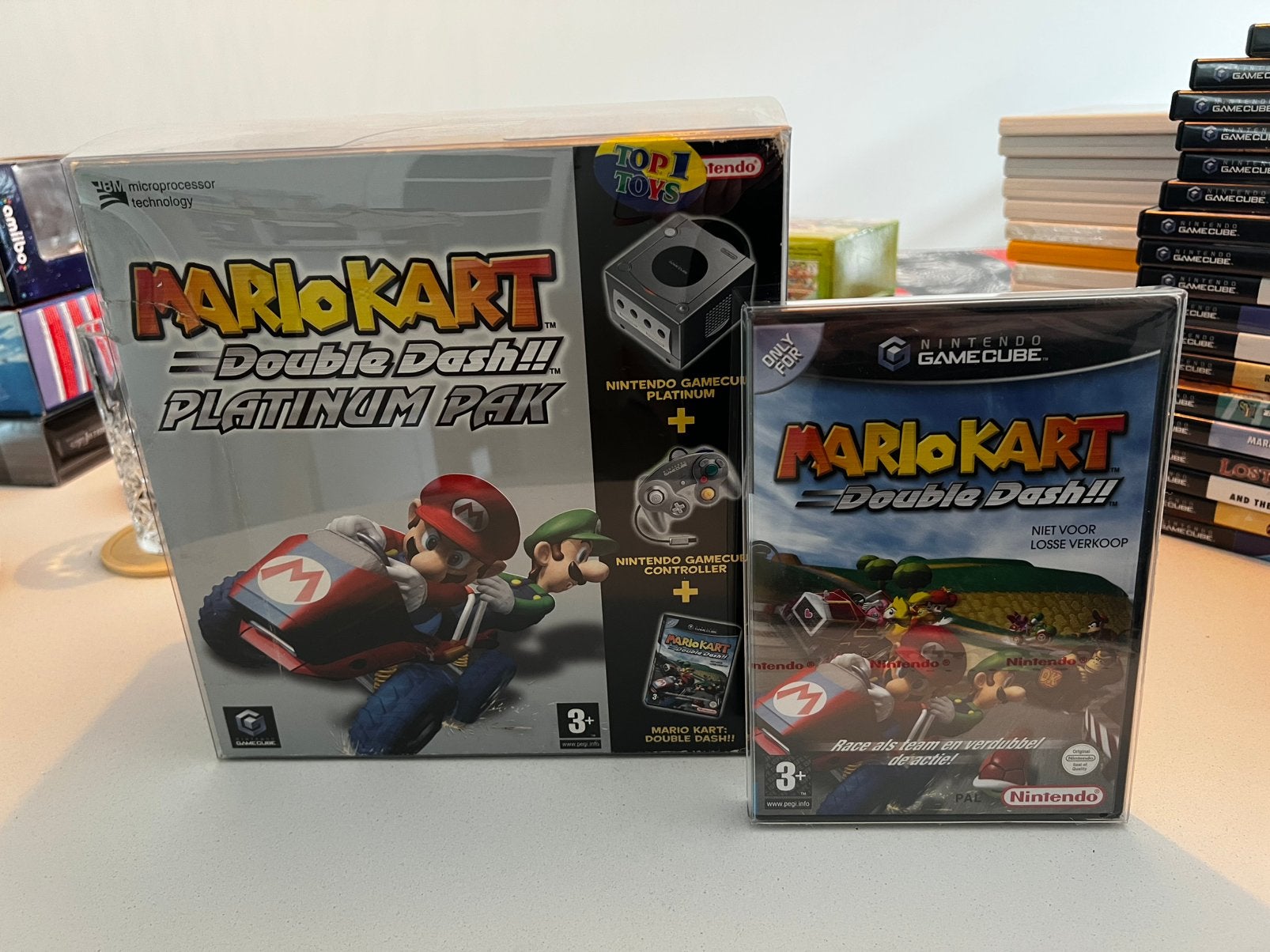 Nintendo GameCube Mario Kart Double Dash (Sealed game), Ophalen of Verzenden, Zo goed als nieuw, Zilver, Met 2 controllers