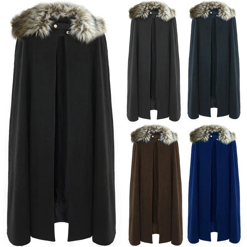 Middeleeuwse heren mantel met bont (cape larp renaissance), Verzenden, Nieuw, Overige maten, Kleding
