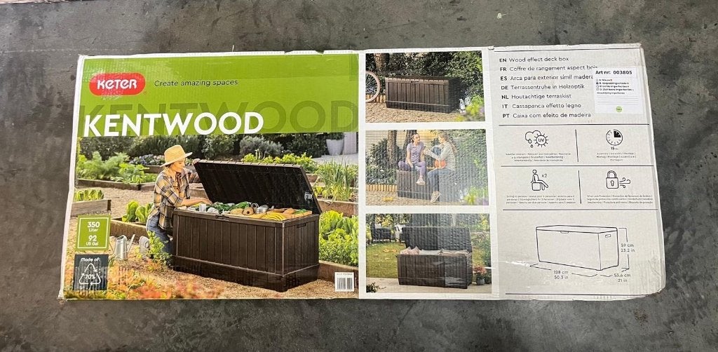 Keter Kentwood Opbergbox - 350L Antraciet | Van €89, nu, Kunststof, Keter, Keter, Nieuw