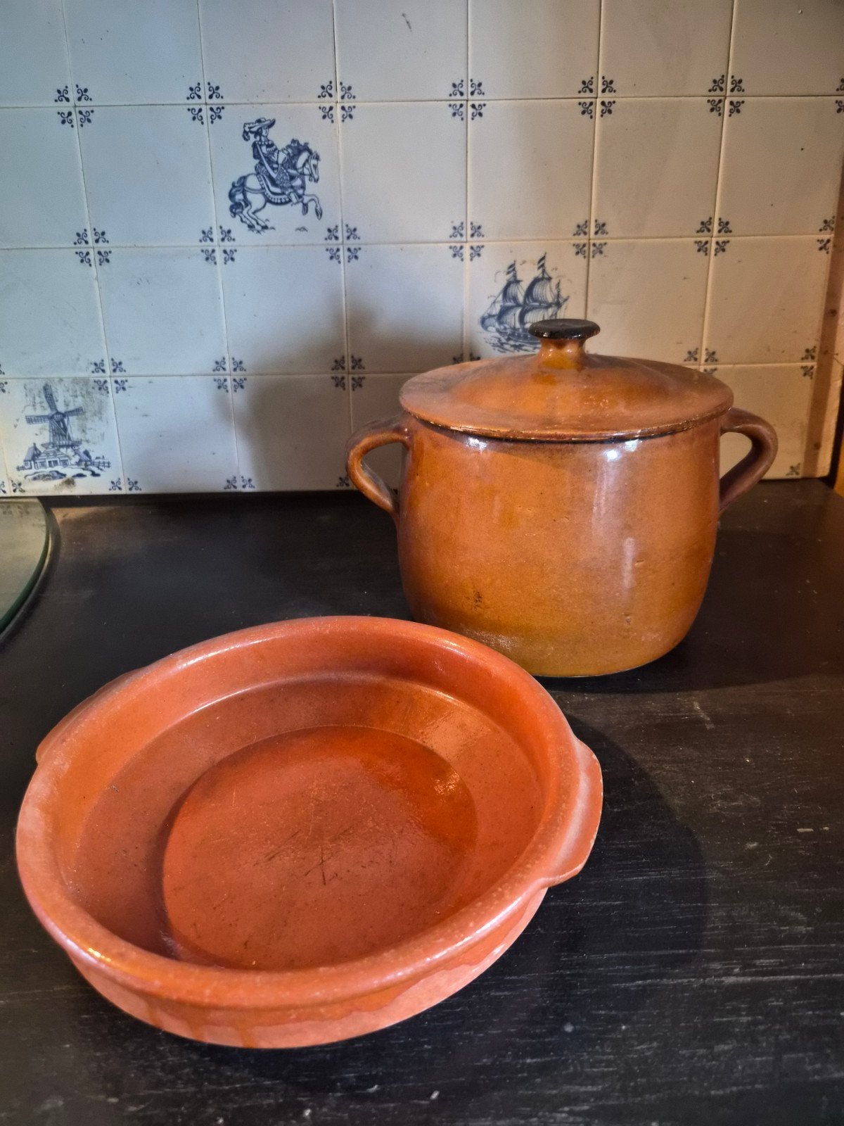 Vintage Aardewerken Stoofpot met Deksel, Ophalen of Verzenden