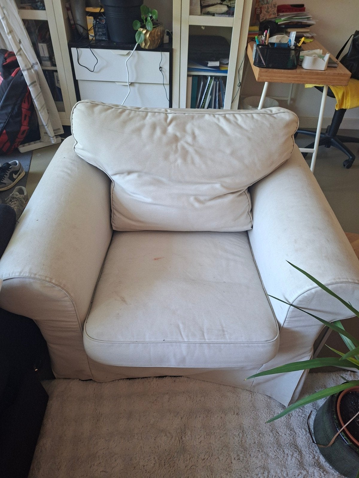 Comfortabele fauteuil - Crème/Wit, Gebruikt, Overige kleuren, Ophalen of Verzenden, Eén