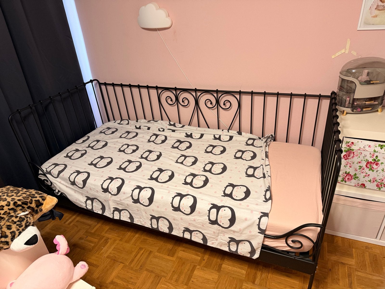 Zwart metalen IKEA Meldal bedbank incl lattenbodem, Huis en Inrichting, Slaapkamer | Bedden, Ophalen, Gebruikt, 90 cm, Eenpersoons