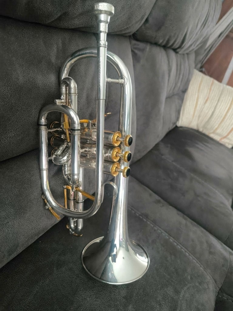 Besson Presige Bb Cornet, Muziek en Instrumenten, Blaasinstrumenten | Trompetten, Gebruikt, Overige typen, Met koffer, Ophalen
